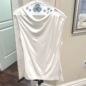 Reiss White Tank with Gold Zipper Detail on One Side